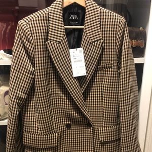 NWT Zara plaid Blazer Small